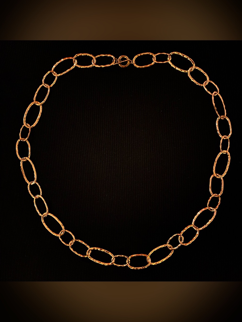 Gold-Tone Chunky Hammered Oval Open-Link Chain Necklace